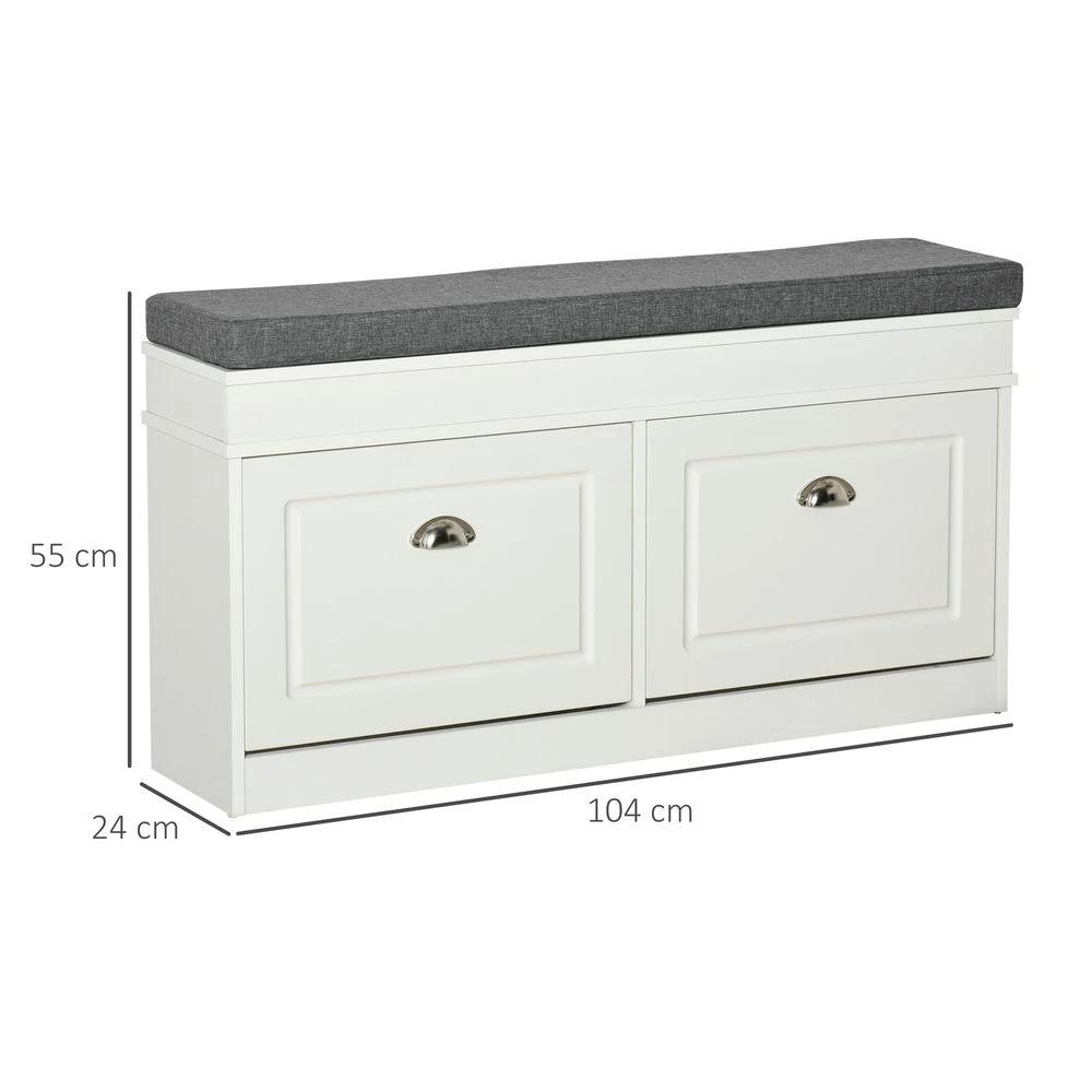 Unbranded Shoe Storage Bench with Seat Cushion Cabinet Organizer with 2 Drawers - Uncategorized Shoe Storage