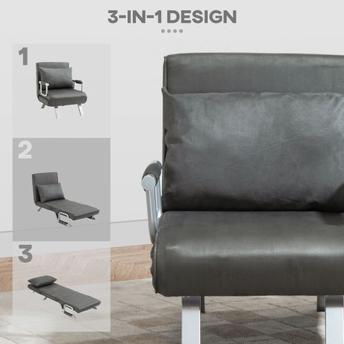 Sofa Bed Foldable Portable Armchair Sleeper Lounge  Pillow Dark Grey - Sofa Bed from Unbranded
