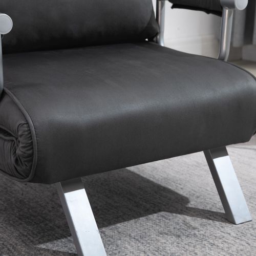 Sofa Bed Foldable Portable Armchair Sleeper Lounge  Pillow Dark Grey - Sofa Bed from Unbranded