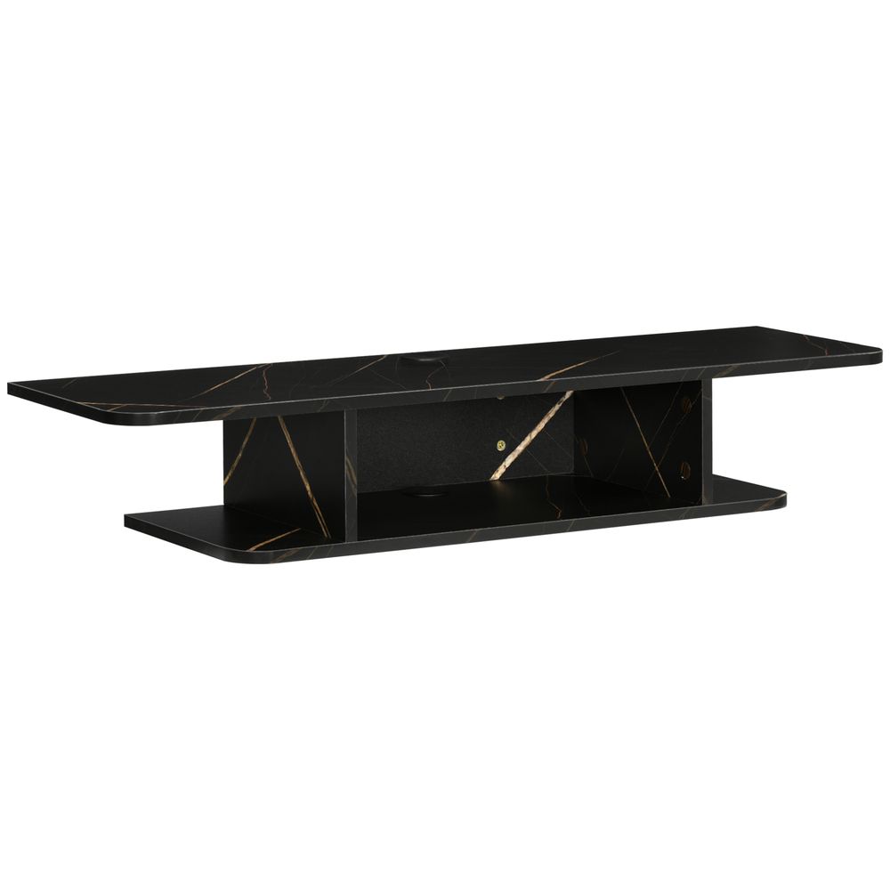 Floating TV Unit Stand Wall Mount Media Console with Storage Shelf, Black - TV Unit from Unbranded