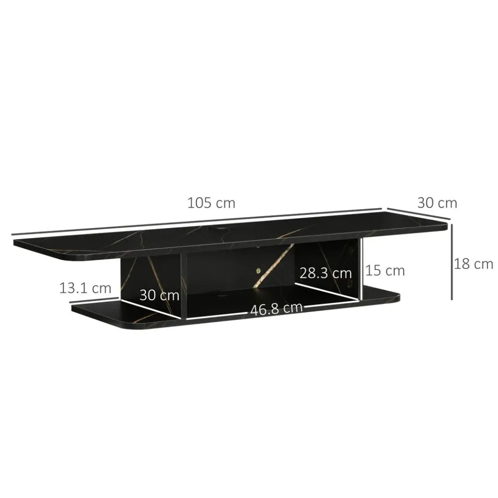 Floating TV Unit Stand Wall Mount Media Console with Storage Shelf, Black - TV Unit from Unbranded
