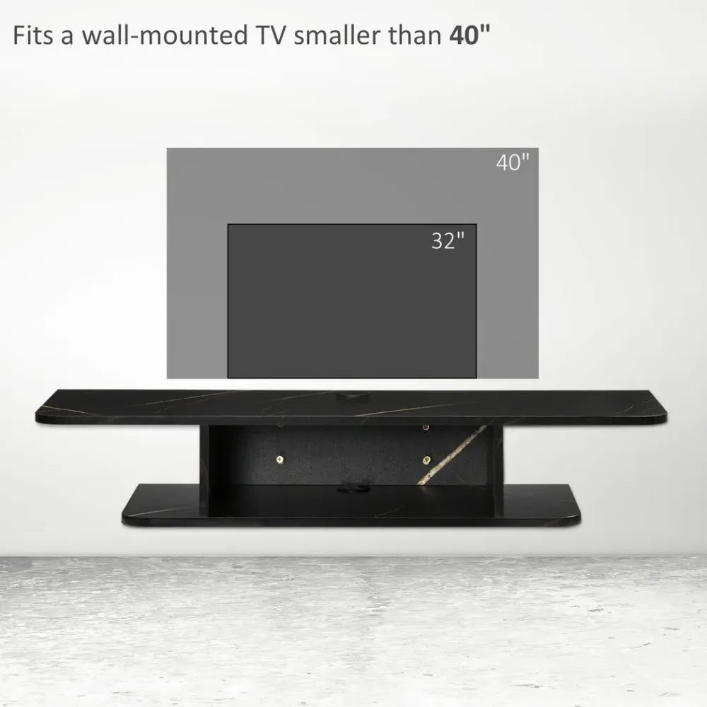 Floating TV Unit Stand Wall Mount Media Console with Storage Shelf, Black - TV Unit from Unbranded