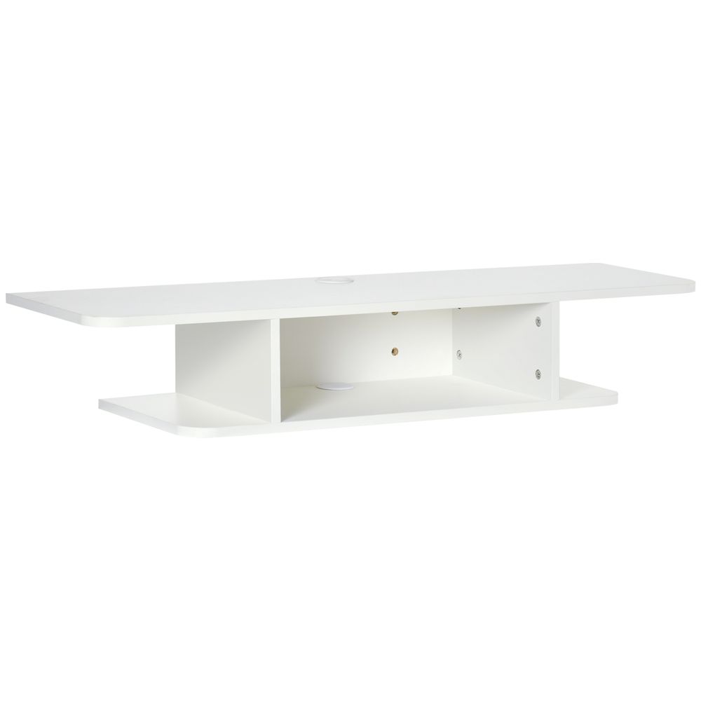 Floating TV Unit Stand Wall Mount Media Console with Storage Shelf, White - TV Unit from Unbranded