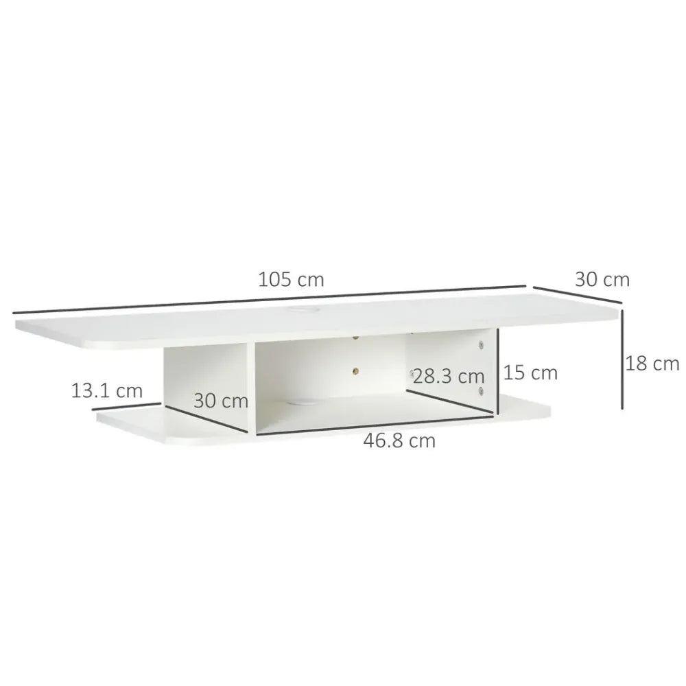 Floating TV Unit Stand Wall Mount Media Console with Storage Shelf, White - TV Unit from Unbranded