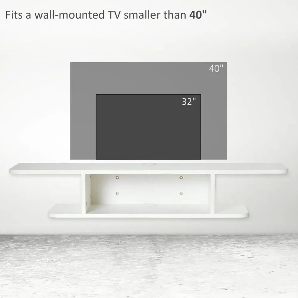 Floating TV Unit Stand Wall Mount Media Console with Storage Shelf, White - TV Unit from Unbranded