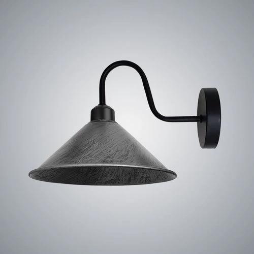 Unbranded Brushed Silver Wall Light Fixture,Black Wall Sconce E27 Base Socket Screw Type Wall Mounted Swan Neck Cone Shape Shade - Wall Lights