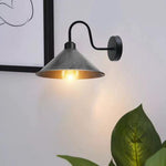 Unbranded Brushed Silver Wall Light Fixture,Black Wall Sconce E27 Base Socket Screw Type Wall Mounted Swan Neck Cone Shape Shade - Wall Lights
