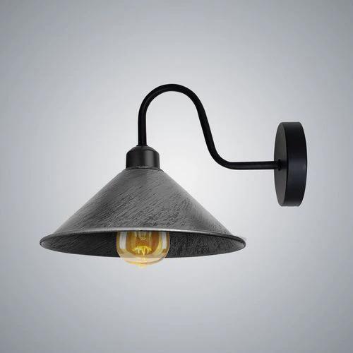 Unbranded Brushed Silver Wall Light Fixture,Black Wall Sconce E27 Base Socket Screw Type Wall Mounted Swan Neck Cone Shape Shade - Wall Lights