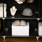 Fabric Wardrobe Portable Wardrobe with 10 Shelves 1 Hanging Rail Black - Wardrobe from Unbranded