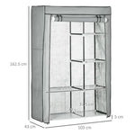 Fabric Wardrobe Portable Wardrobe with 6 Shelves 1 Hanging Rail Light Grey by Unbranded