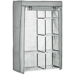 Fabric Wardrobe Portable Wardrobe with 6 Shelves 1 Hanging Rail Light Grey by Unbranded