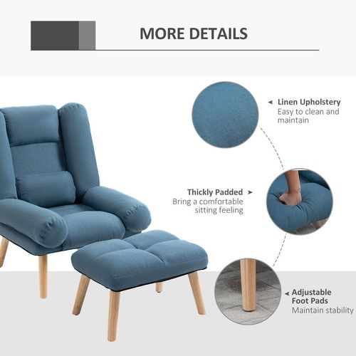 Recliner with Ottoman 3-Position Adjustable Reclining Lounger Sofa Chair - Home Symphony