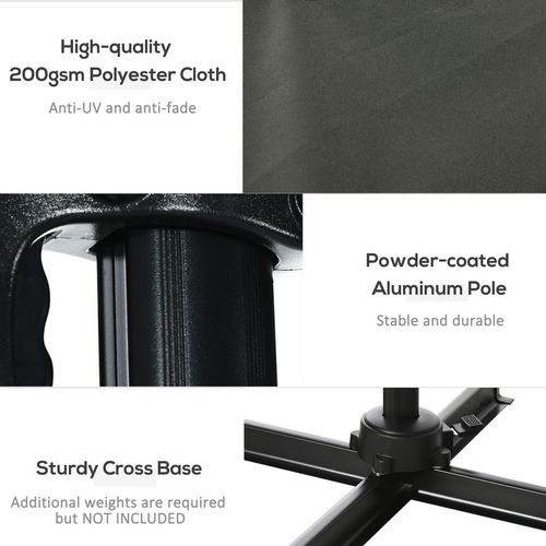 Outsunny Square Cantilever Roma Parasol 360� Rotation w/ Hand Crank, Grey - Home Symphony