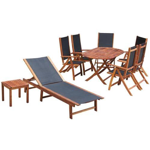 vidaXL vidaXL 9 Piece Outdoor Dining Set with Cushions Solid Acacia Wood - Garden Set