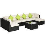 Outsunny Outsunny 8 Pieces Patio Rattan Sofa Set Garden Furniture Set for Outdoor Black - Garden Sofa Sets