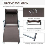 Outsunny Sun Lounger Recliner w/ Pillow Foldable 7 Levels Texteline Brown by Outsunny
