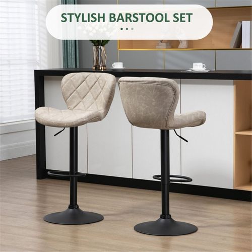 Stylish Adjustable Bar Stool Set with Faux Leather Upholstery and Swivel Seat for Modern Home or Office Use - Home Symphony