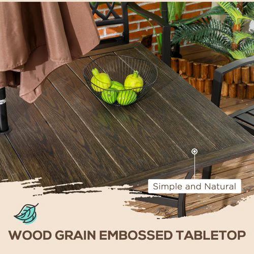 Outsunny Outsunny Garden Table with Parasol Hole for Patio, Deck, Brown, 150 x 96 x 73cm - Garden Table