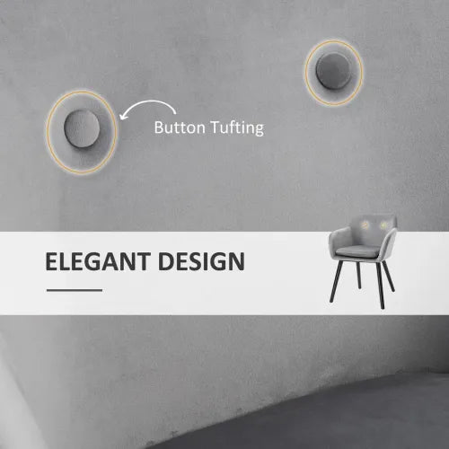 2 Pieces Modern Upholstered Fabric Bucket Seat Dining Room Armchairs - Grey - Home Symphony