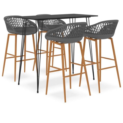 vidaXL 5 Piece Bar Set Black and Grey - Home Symphony