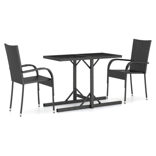 vidaXL 3 Piece Garden Dining Set with Glass Top for Stylish Outdoor Dining - Home Symphony