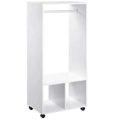 Open Wardrobe Clothes Rail Bedroom Clothes Storage w/ Hanging Rod Shelves White - Home Symphony