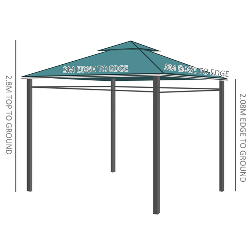 Outsunny Metal Garden Gazebo 3 x 3m with Water Resistant Roof for Outdoor Gatherings and Parties - Home Symphony