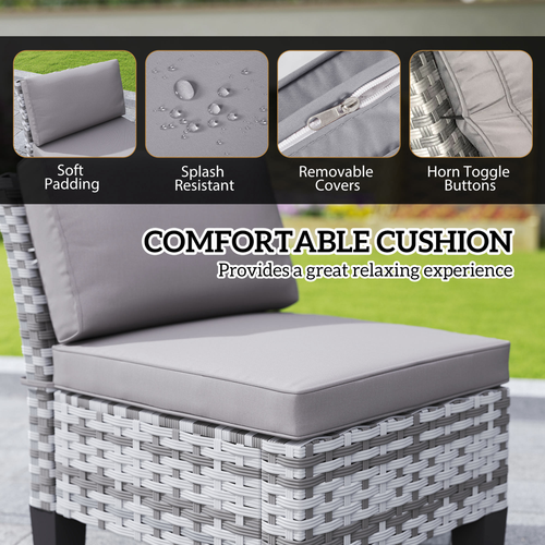 Outsunny 7 Piece Rattan Garden Dining Set with Cushions and Umbrella Hole for Outdoor Gatherings - Home Symphony