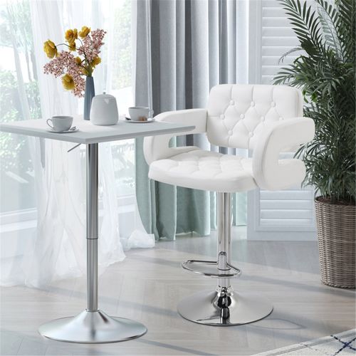 Adjustable Faux Leather Bar Stool with 63.5 to 83.5cm Height and 360° Swivel for Stylish Home or Office Use - Home Symphony