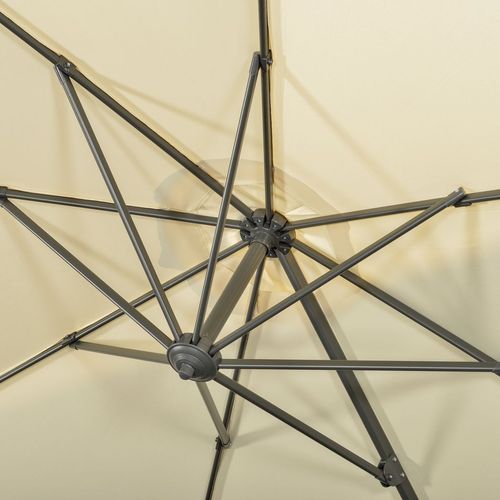 3 x 3(m) Cantilever Parasol Garden Umbrella with Cross Base White - Home Symphony