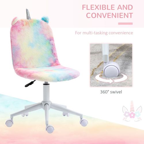 The Vinsetto Fluffy Unicorn Office Chair combines comfort with whimsical charm, offering plush upholstery and wheels in a cute rainbow design.