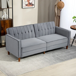 HOMCOM Convertible Sofa Bed with Adjustable Backrest and Velvet Upholstery for Small Living Spaces by HOMCOM