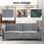 HOMCOM Convertible Sofa Bed with Adjustable Backrest and Velvet Upholstery for Small Living Spaces by HOMCOM