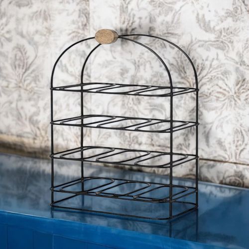 Ornate Cast Iron Wine Rack 25 Inches for 12 Bottles with Elegant Side Detail for Wine Enthusiasts - Home Symphony