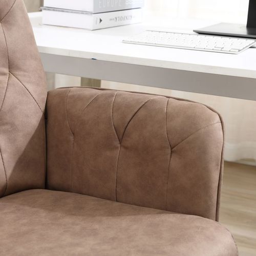 Brown Computer Chair w/ Armrest, modern tufted design, perfect for dining room or office from Home Symphony.