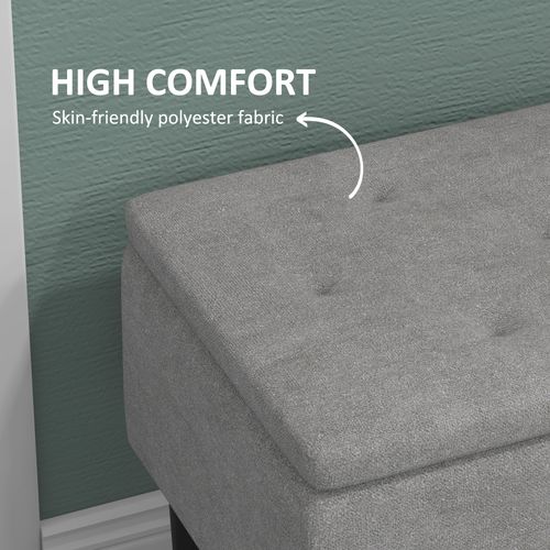 HOMCOM 15" Ottoman Storage Box with Wooden Legs and 47L Storage Capacity, Grey - Home Symphony