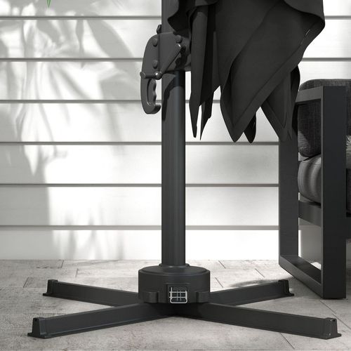 Outsunny 3(m) Solar LED Cantilever Parasol Adjustable Garden Umbrella Dark Grey - Home Symphony