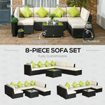 Outsunny Outsunny 8 Pieces Patio Rattan Sofa Set Garden Furniture Set for Outdoor Black - Garden Sofa Sets