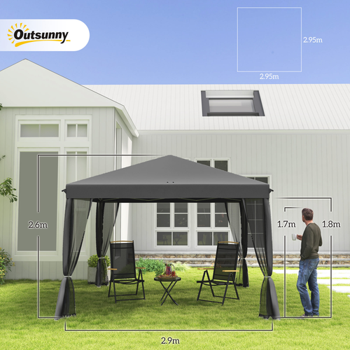 Heavy Duty Pop Up Gazebo 3 x 3m with Removable Mesh Sidewalls for Outdoor Events and Parties - Home Symphony