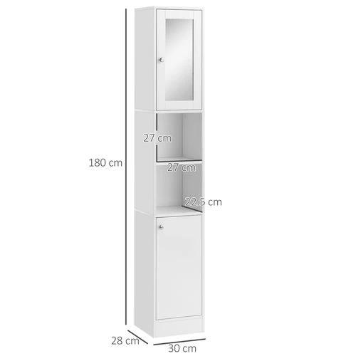 Unbranded kleankin Bathroom Floor Storage Cabinet with Mirror and Shelves Tallboy Unit - Lamp