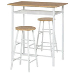 HOMCOM 3Pc Bar Height Dining Furniture SetWhite and Oak 3-Piece Kitchen - Dining Set