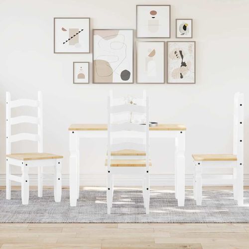 vidaXL 5 Piece Dining Set Panama White Solid Wood Pine - Home Symphony