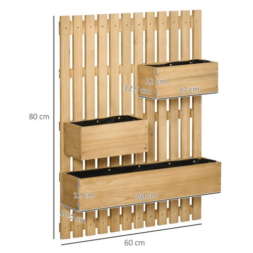 Outsunny Wooden Garden Planters with Trellis Wall-mounted Raised Garden Bed - Home Symphony
