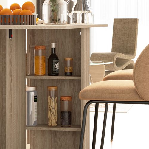 Mobile Drop Leaf Table Kitchen Table Extendable Dining Table w/ Shelves, Wheels - Home Symphony