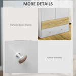 2 Door Wardrobe White Wardrobe with Drawers and Hanging Rod for Bedroom - Wardrobe from HOMCOM
