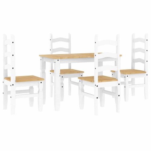 vidaXL 5 Piece Dining Set Panama White Solid Wood Pine - Home Symphony