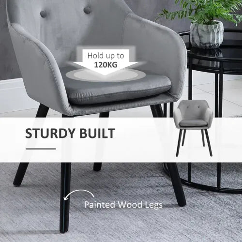 2 Pieces Modern Upholstered Fabric Bucket Seat Dining Room Armchairs - Grey - Home Symphony