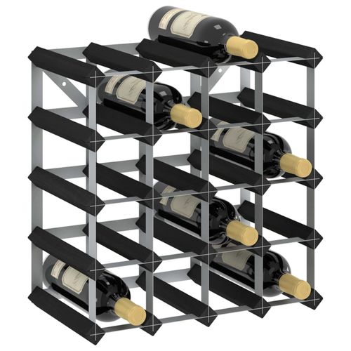 Stylish Black Solid Pine Wood Wine Rack for 20 Bottles, adding rustic charm to home decor enthusiasts’ spaces.