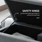 HOMCOM 15" Ottoman Storage Box with Wooden Legs and 47L Storage Capacity, Grey - Home Symphony