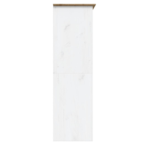 vidaXL Wardrobe BODO White and Brown 151.5x52x176.5cm Solid Wood Pine - Home Symphony